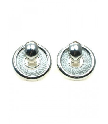Zilverkleurige ronde oorclips met witte rand