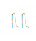 Blauwe trendy gold plated earlines met kraaltjes