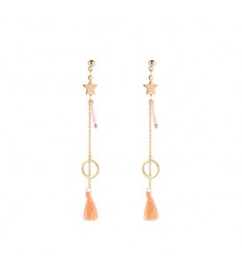 Roze oorbellen met ster en kwast