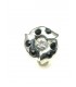 Ronde metalen oorclips met zwarte en heldere strass