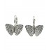 Zilverkleurige vlinder oorbellen met strass steentjes