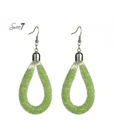Groene strass oorbellen met een ovale hanger