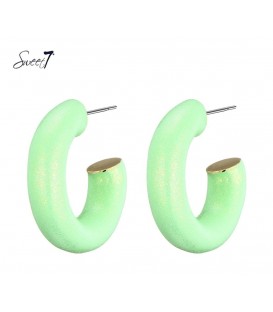 Groene ronde oorbellen van Sweet7 (5 cm.)