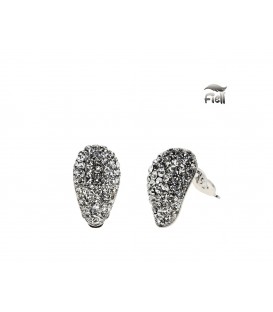 Fiell oorclips met heldere zirconia strass steentjes