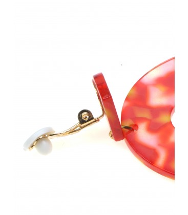Rood met gele dunne oorclips