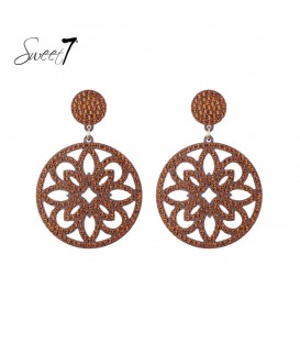 Oorbellen met ronde hanger met strass steentjes