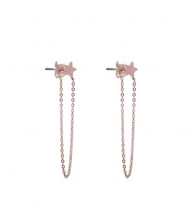 Rose gold oorbellen met ster en kettingkje