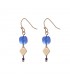 Trendy blauwe gold plated oorhangers met een ruitvormige bedel