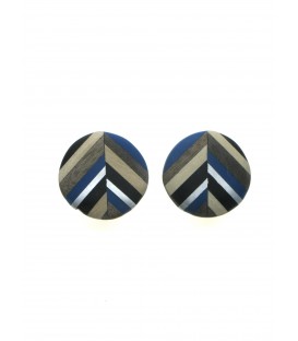 Blauw met bruin en zilverkleur ronde oorclips van Culture Mix