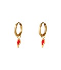 Goudkleurige oorbellen met een rode hanger