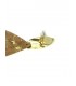 Goudkleurige oorclips met bruingouden ovale hanger van kurk