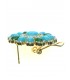 Ronde blauw met groene oorbellen in goudkleurige zetting