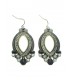 Ovale oorbellen van Wings Byou met grijze, zwart en witte strass steentjes