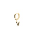 Goudkleurige oorbellen met zwarte steentjes en hanger met de letter V