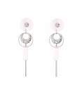 Lange oorclips met witte parelmoer en zilverkleur hanger
