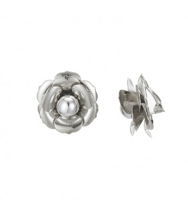 Zilverkleur oorclips in bloemvorm van Belle Miss