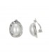 Ovale oorclips met halve parel in zilverkleur zetting van Belle MIss