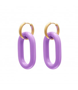 paarse ovale oorbellen met ankerschakel