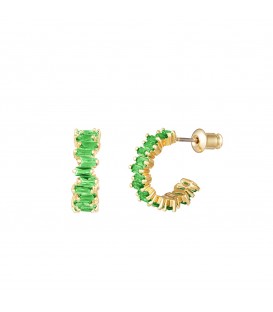 Goudkleurige oorhangers met een groen zirconia steentjes