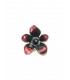 rode bloemvormige oorclips met zwarte strass steentjes