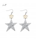 Zilverkleurige oorhangers met tekst " You are my Lucky Star "