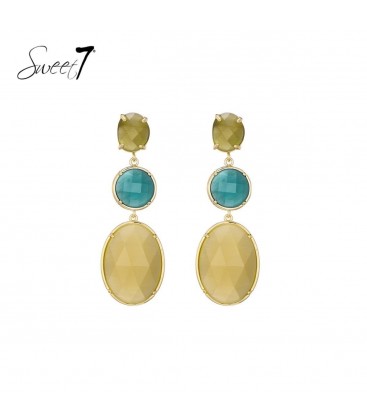Groene oorbellen met cat eye stenen hangers