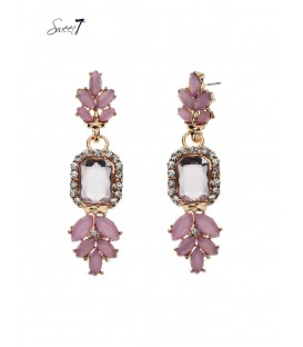oorhangers,roze,heldere strass,goudkleurige setting,sweet 7,sieraden,accessoires,betaalbaar.