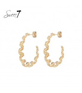 oorhangers,goudkleurig,gedraaid motief,sweet 7,sieraden,accessoires,betaalbaar.