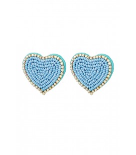 blauwe kralen harten oorhangers,yehwang,strass,speels,sieraden.