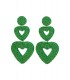 Groene kralen oorhangers met 2 harten