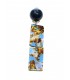 Blauw gekleurde oorclips met een dubbele hanger en een effen blauw oorstukje