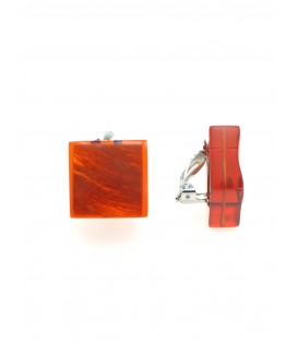 Oranje vierkante oorclips van Culture Mix - opvallend en van hoge kwaliteit