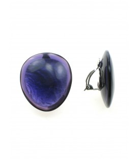Paarse ovale oorclips met zwarte rand - Unieke en stijlvolle toevoeging aan uw sieradencollectie
