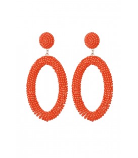 Oranje Langwerpige Oorhangers met Glas Kralen - Yehwang Fashion