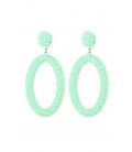 Mint groene langwerpige oorhangers met glas kralen