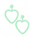 Mint groene harten oorhangers met glas kralen