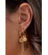 Zilverkleurige oorhangers met schelpbedel en gekleurde kralen - Unieke sieraden online