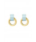 Luxe Goudkleurige Oorhangers met Blauw Gestreept Oorstukje