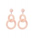 Pastel roze oorhangers met dubbele ringen en glas kralen