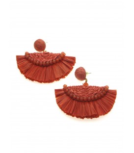 Terracotta oorhangers met glaskralen en raffia