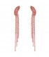 Roze oorhangers met strengen en stras steentjes