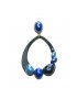 Zwarte oorclips met blauwe gekleurde inleg