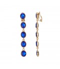Blauwe glas kralen oorclips in goudkleurige setting