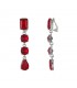 Rode Glasstenen Oorclips met Zilverkleurige Setting - Elegante Accessoires