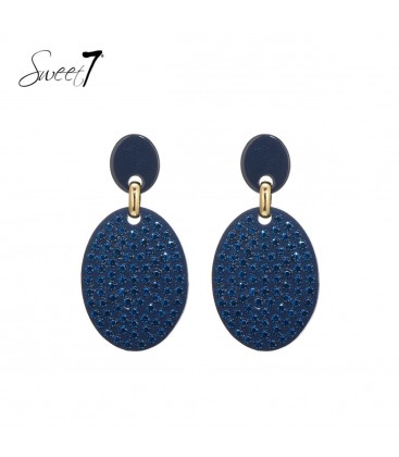 Blauwe oorhangers met glas steentjes