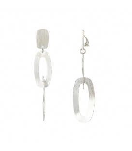 Zilverkleurige oorclips met 2 ovale hangers
