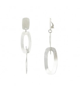 Zilverkleurige Oorclips met Ovale Hangers - Elegante Sieraden Online Kopen