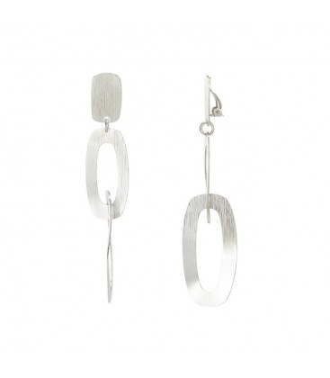 Zilverkleurige oorclips met 2 ovale hangers