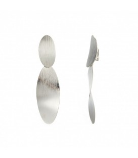 Zilverkleurige Lange Oorclips met Ovale Hangers - Stijlvolle Sieraden