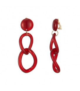 Rode Lange Oorclips met Ovale Hangers - Tijdloze Elegante Sieraden